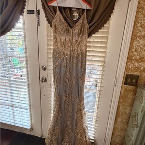 Cinderella Gold Embellished Prom Dress